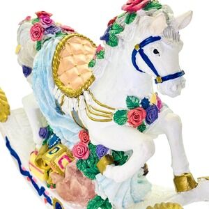 Vintage World Bazaars Inc. Rose‎ Covered Musical Rocking Horse Elegant